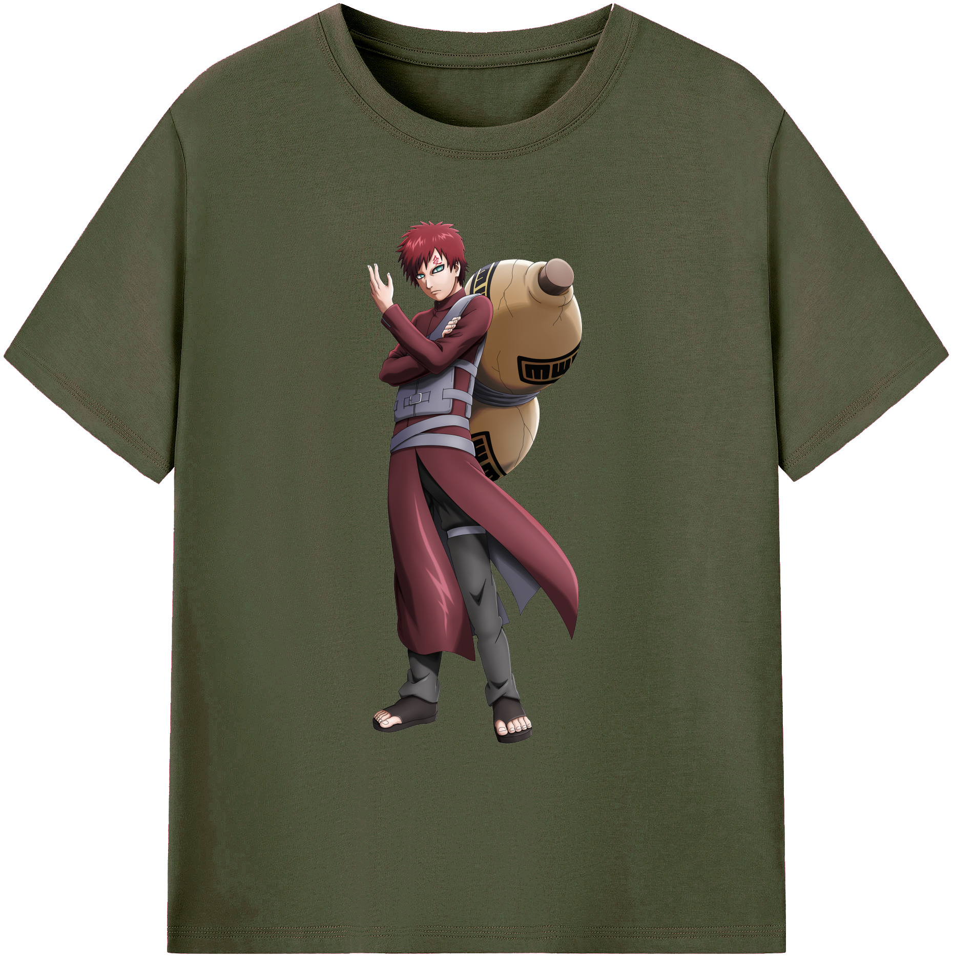 （画像用） NARUTO -ナルト- ガアラ Gaara 綿100％ メンズ半袖Tシャツ｜肌触りやわらか＆通気性